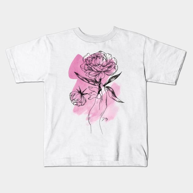Catching Flowers Kids T-Shirt by Akbaly